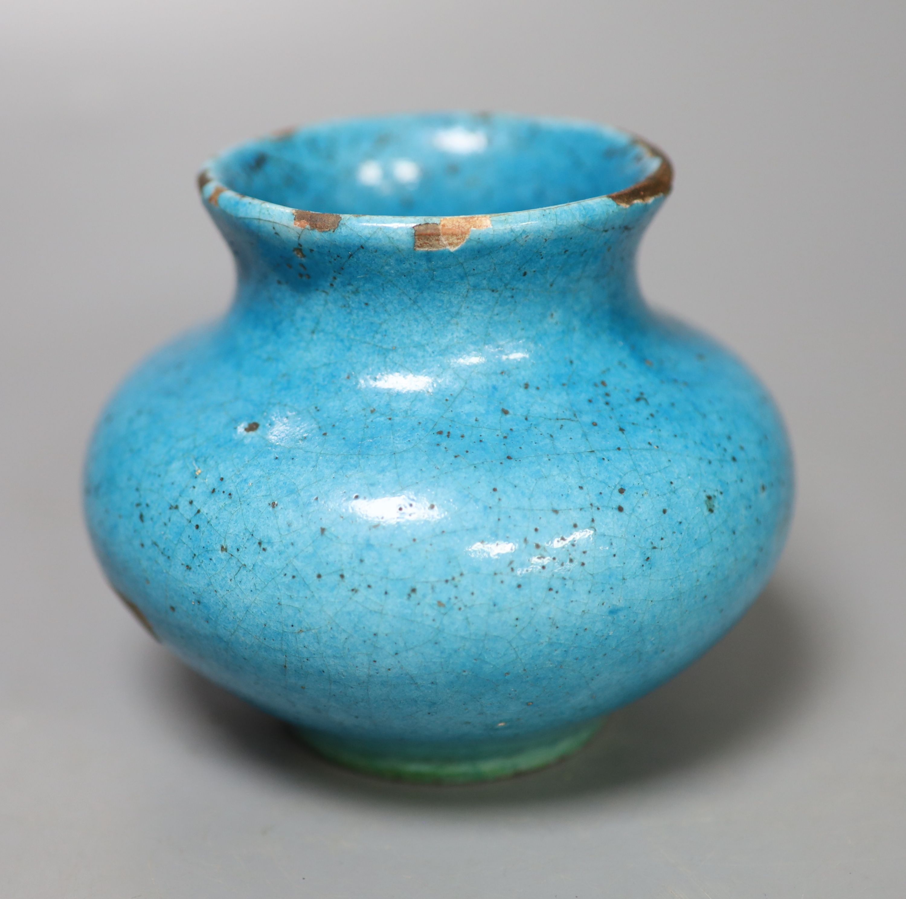 An Oriental turquoise vase, height 10cm